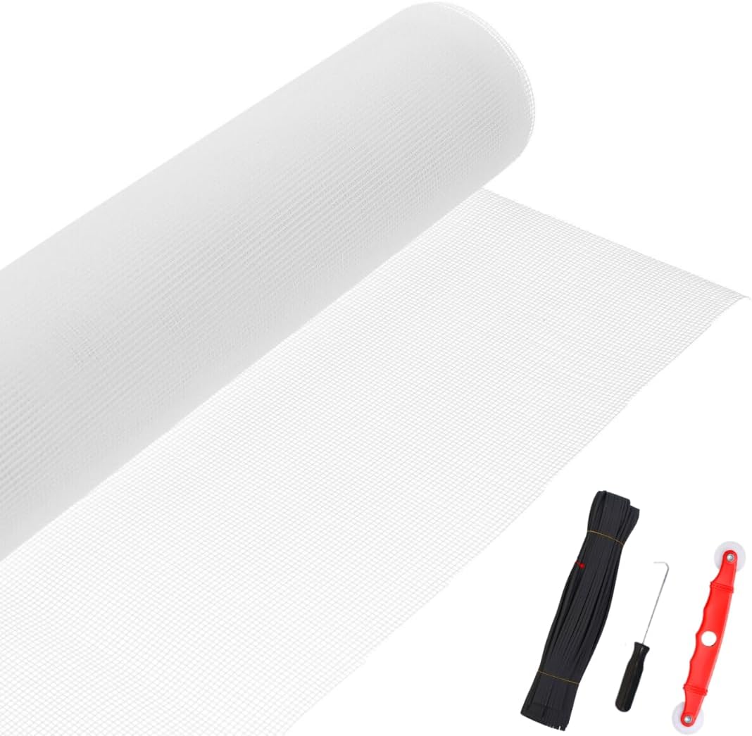 Reemplazo de pantalla para ventana, 48 pulgadas de ancho x 197 pulgadas de largo, pantalla duradera para ventanas y puertas ajustables, rollo de