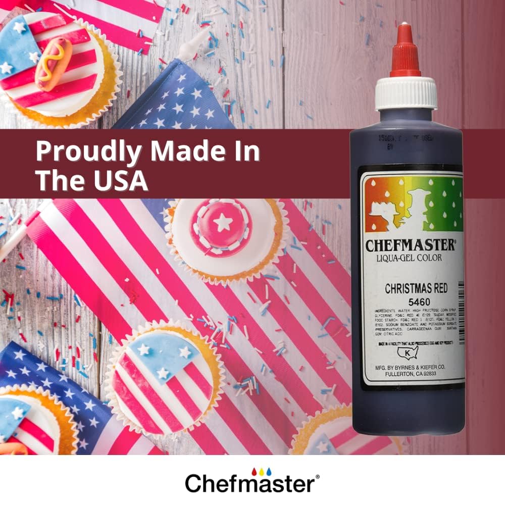 Chefmaster Liqua-Gel – Color alimentario, 10.5 onzas, rojo X-Mas