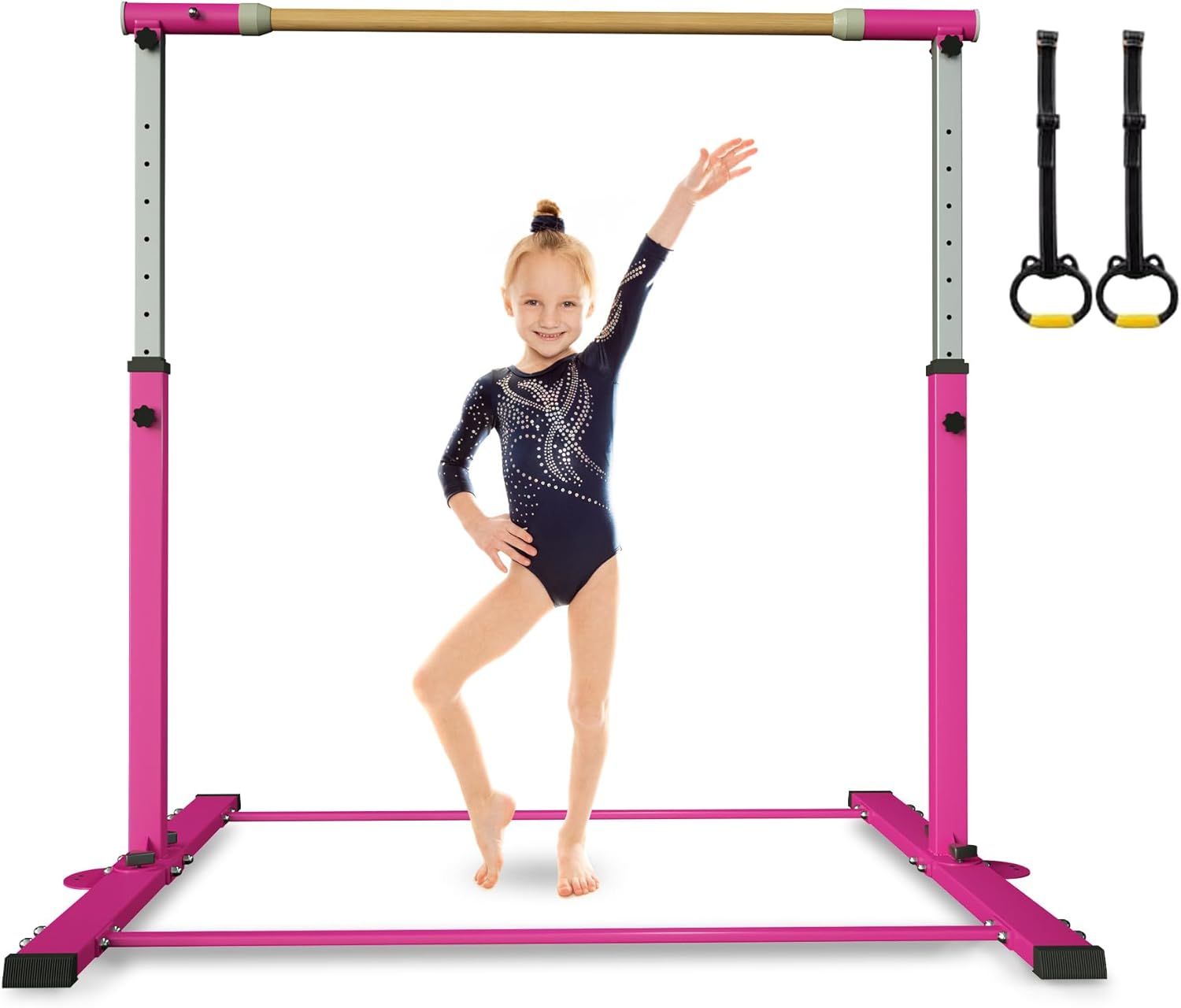 YIintruan – Barra de gimnasia horizontal para niños y niñas jóvenes, altura ajustable de 3 a 5 pies, equipo de gimnasio en casa, ideal para