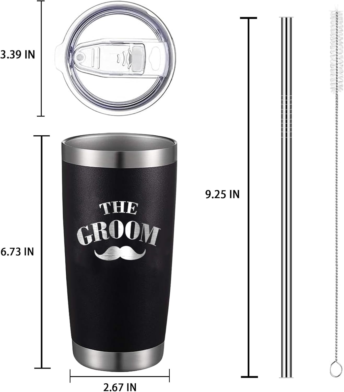 Juego de 8 vasos de viaje de acero inoxidable para padrinos de boda, regalos de despedida de soltero (escuadrón de novios)
