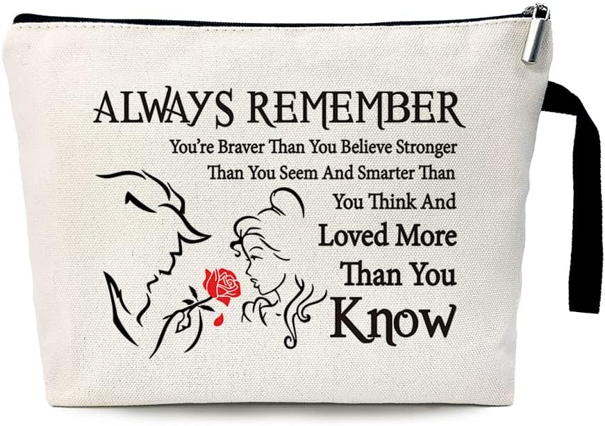 ZHANTUONE Bolsa de cosméticos Beauty Beast Story, You Are Braver Stronger Smarter Than You Think – Bolsa de cosméticos, regalos inspirados en