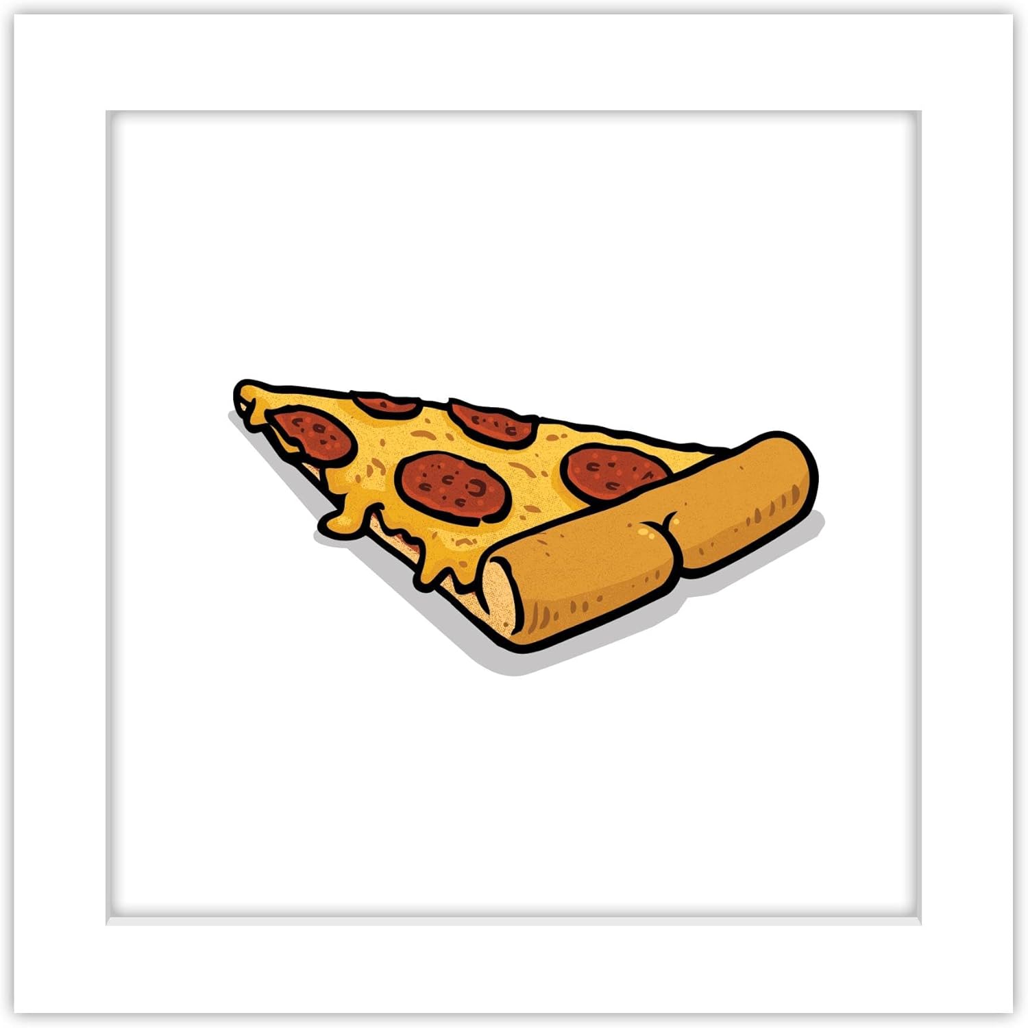 Trends International Gallery Pops Brian Cook Butts On Things – Póster de pared de pizza, 12.00 x 12.00 pulgadas, versión de marco blanco