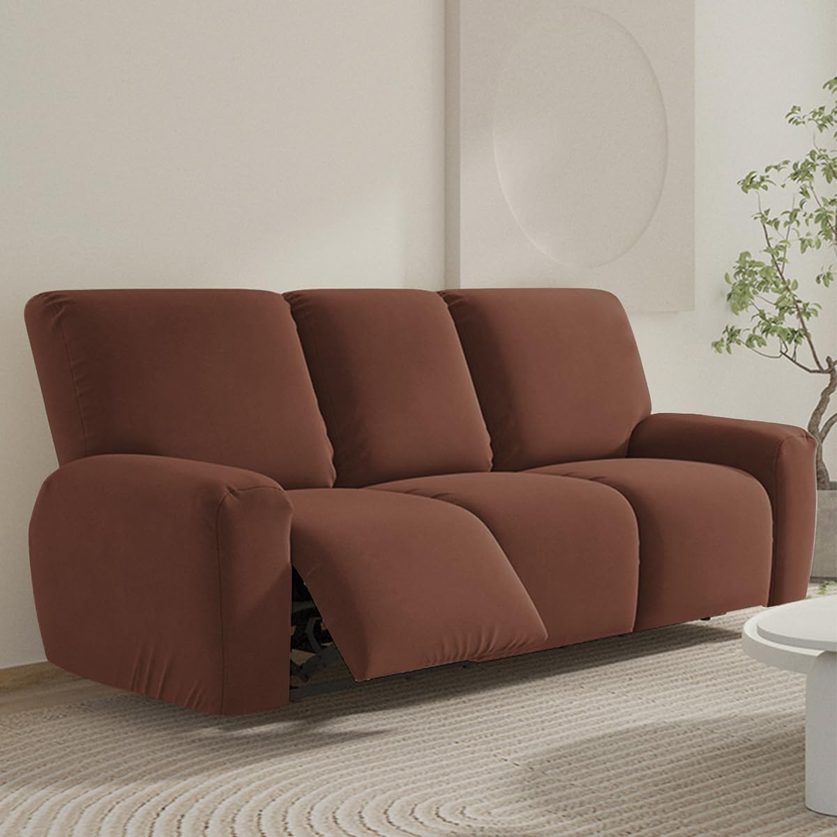 vctops Fundas elásticas de punto para sofá reclinable de 3 cuerpos, funda antideslizante para sofá, protector de muebles con parte inferior elástica