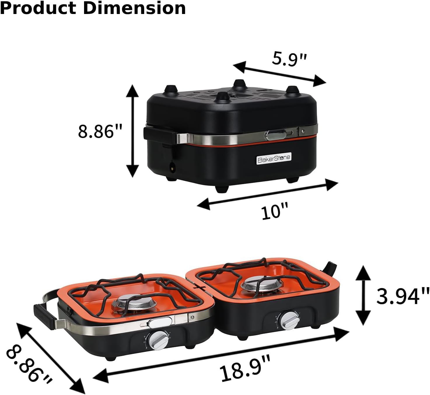 BakerStone Estufa de campamento de propano 2 quemadores ajustables con 20,000 BTU, estufa de campamento plegable portátil para exteriores, estufa de