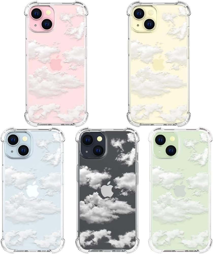 Funda compatible con iPhone 15 Plus, linda nube transparente para mujeres, diseño femenino, bonita funda de silicona transparente para teléfono,