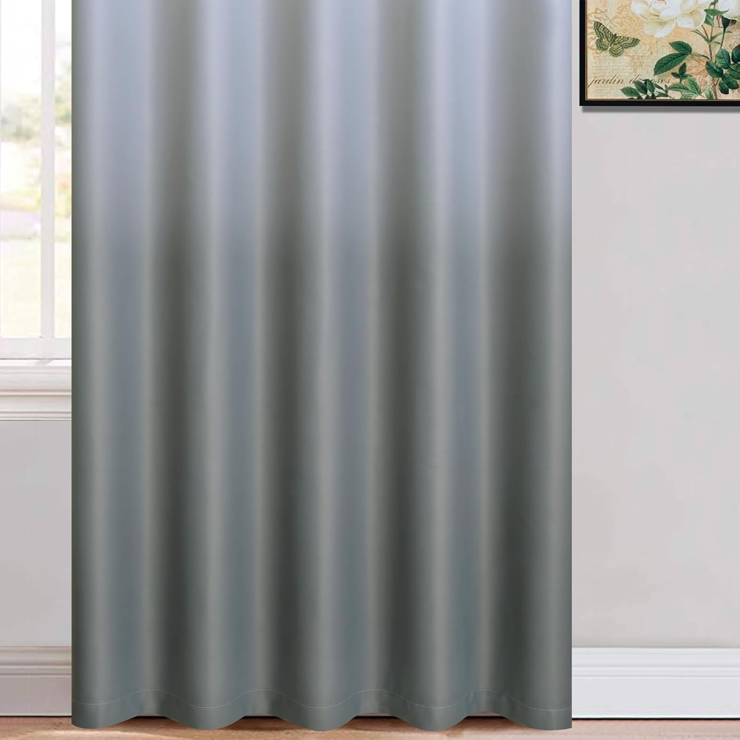 Yakamok Cortinas degradadas de 84 pulgadas de largo, con aislamiento térmico, bloqueo de luz, color degradado de blanco grisáceo a gris, cortinas de