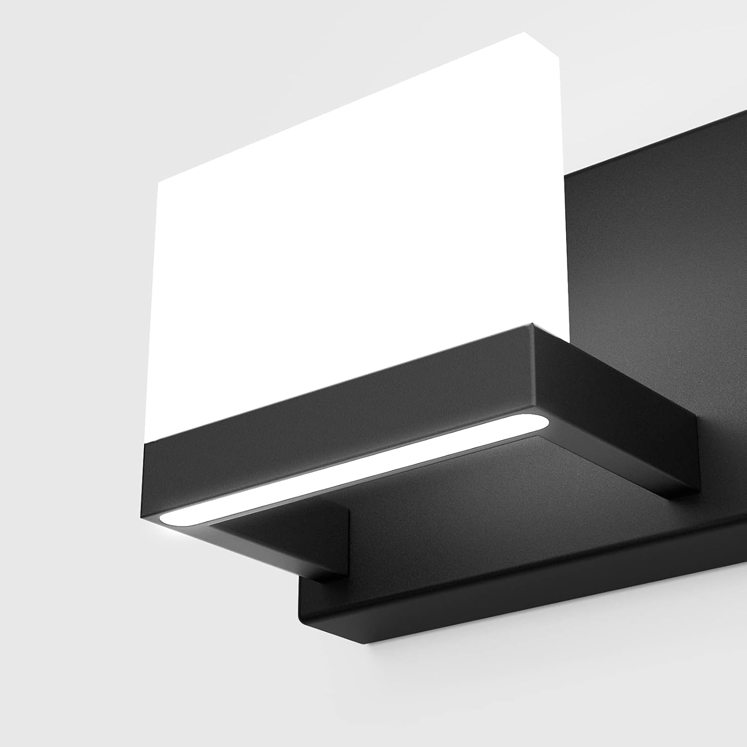 Tipace – 5 Lámparas de tocador, modernas, de color negro, con luz led arriba y abajo, para colocarlas sobre el espejo del tocador del baño, de 6,000K