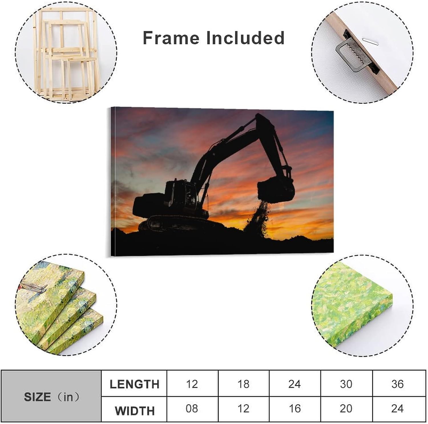 Póster de excavadora de construcción con equipo pesado, impresiones en lienzo para decoración de pared, decoración de habitación, decoración de