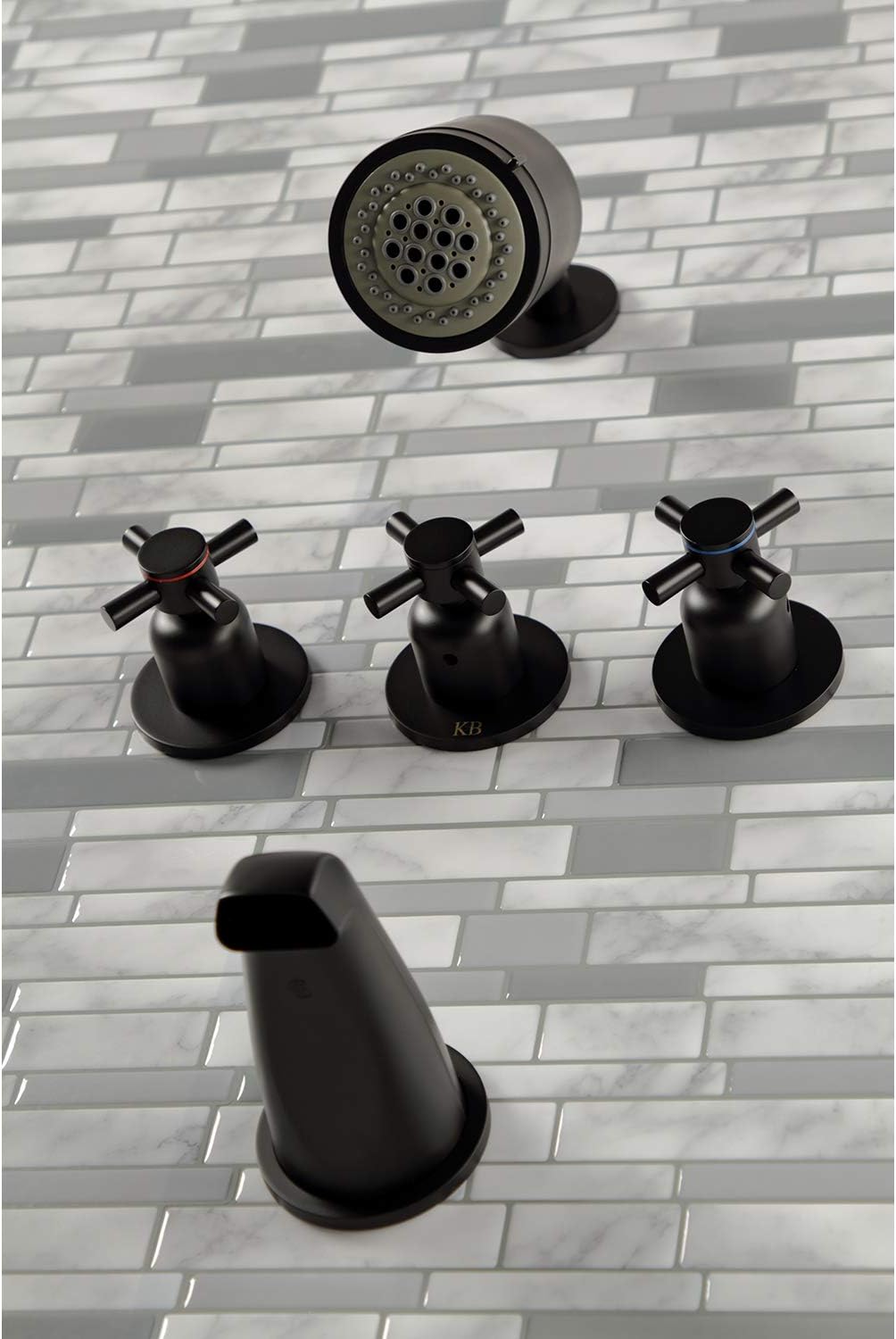 Kingston Brass KBX8130DX Concord – Grifo para bañera y ducha, color negro mate, 7.13 x 10.56 x 5.13 pulgadas