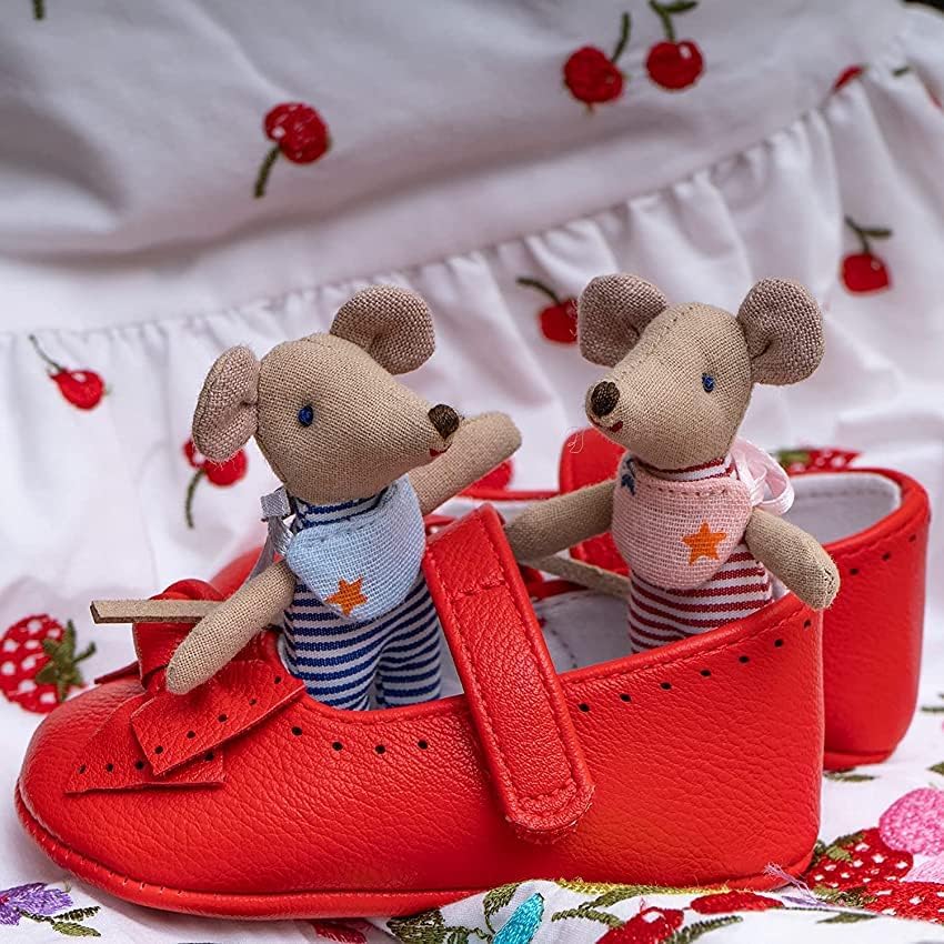 LEVLOVS Ratón en una caja de cerillas y amigos juguete regalo de registro de bebé VIP ratones juguete de peluche (beige)