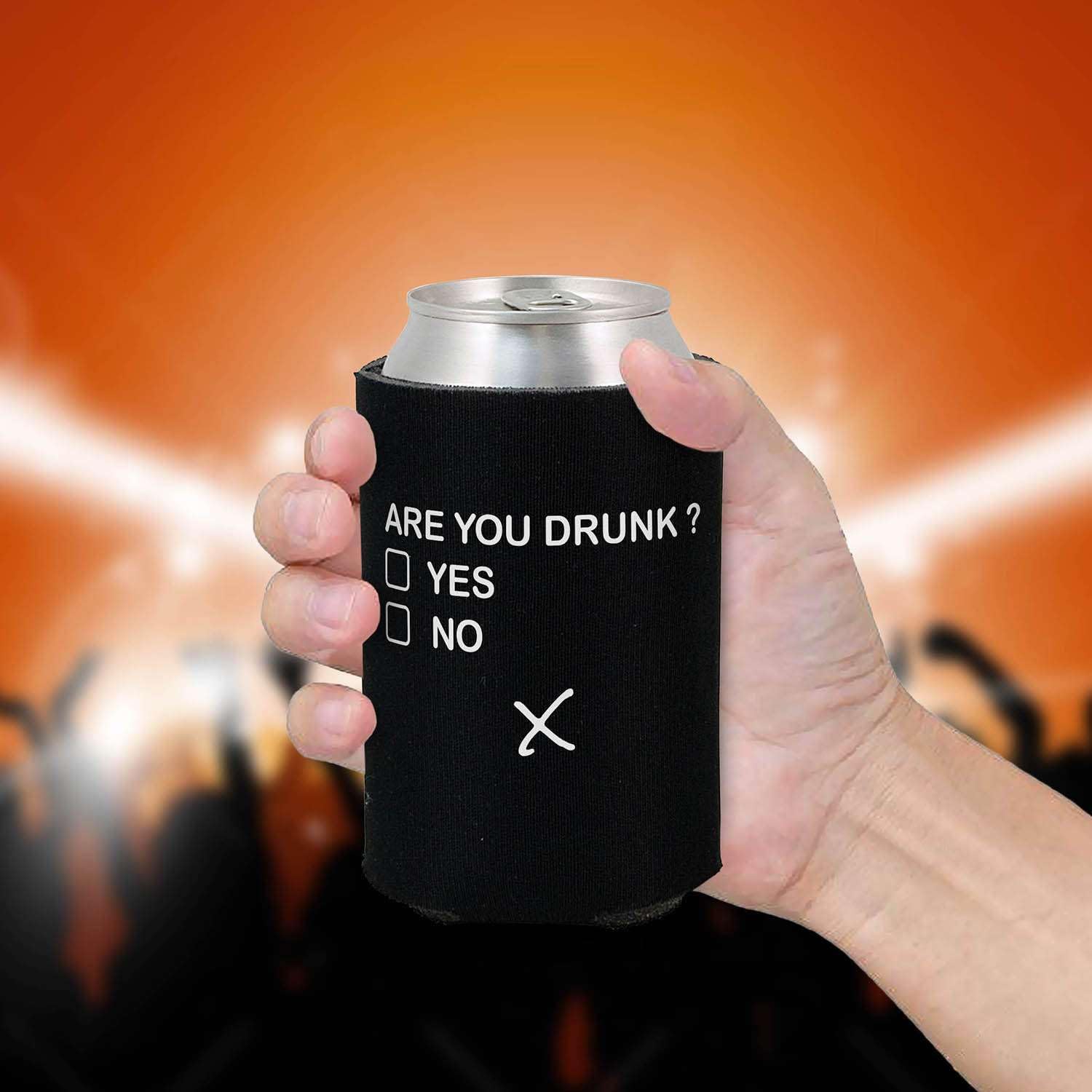 Estás borracho Sí No Funny Sarcastic Can Sleeve Cooler aislado Bebidas Coozies Soda Beer Hugger Coolies (negro, 2 unidades)
