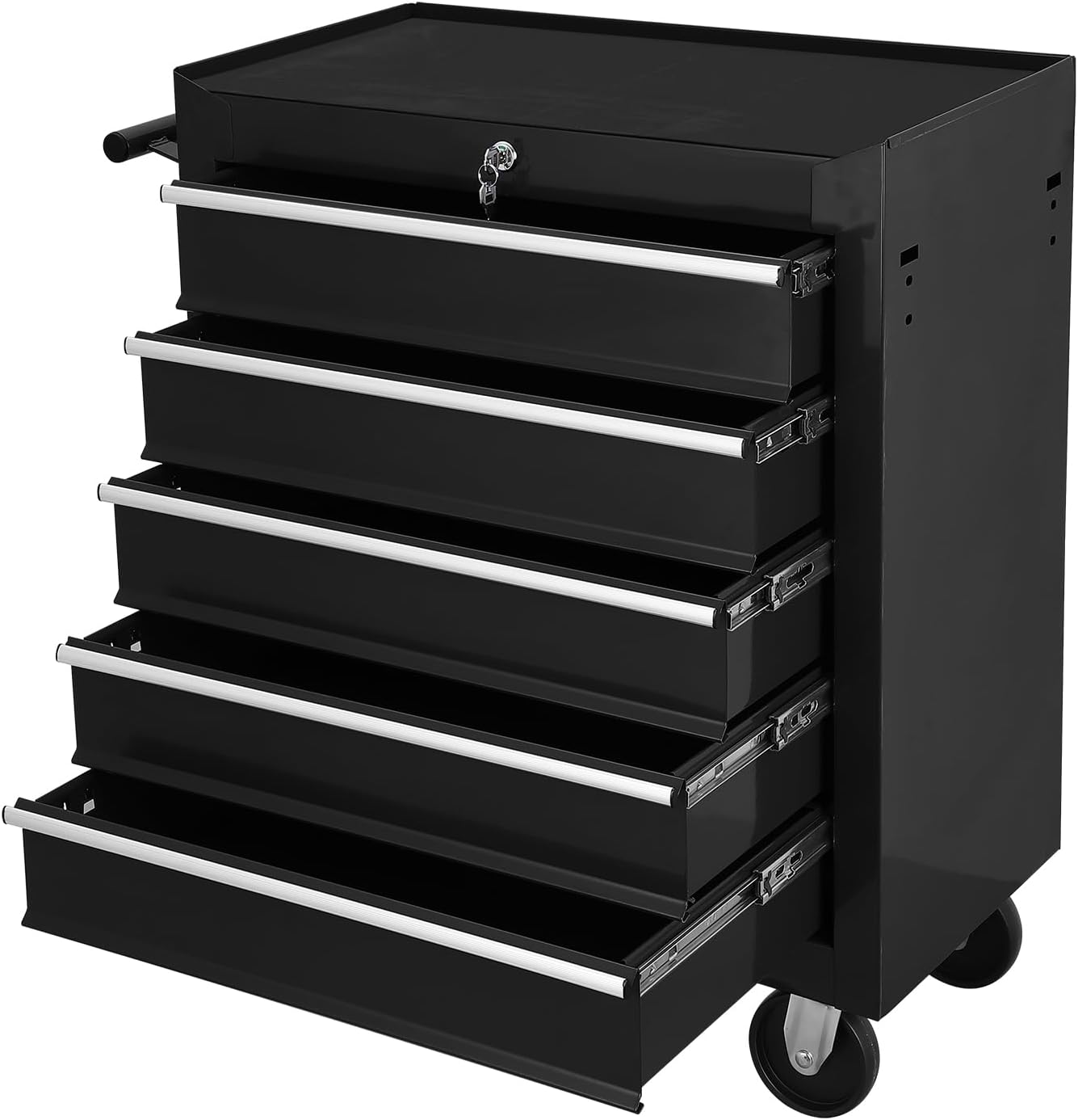Cofre de herramientas, 5 cajones, carrito de herramientas multifuncional con ruedas, carrito de herramientas con ruedas de metal, almacenamiento