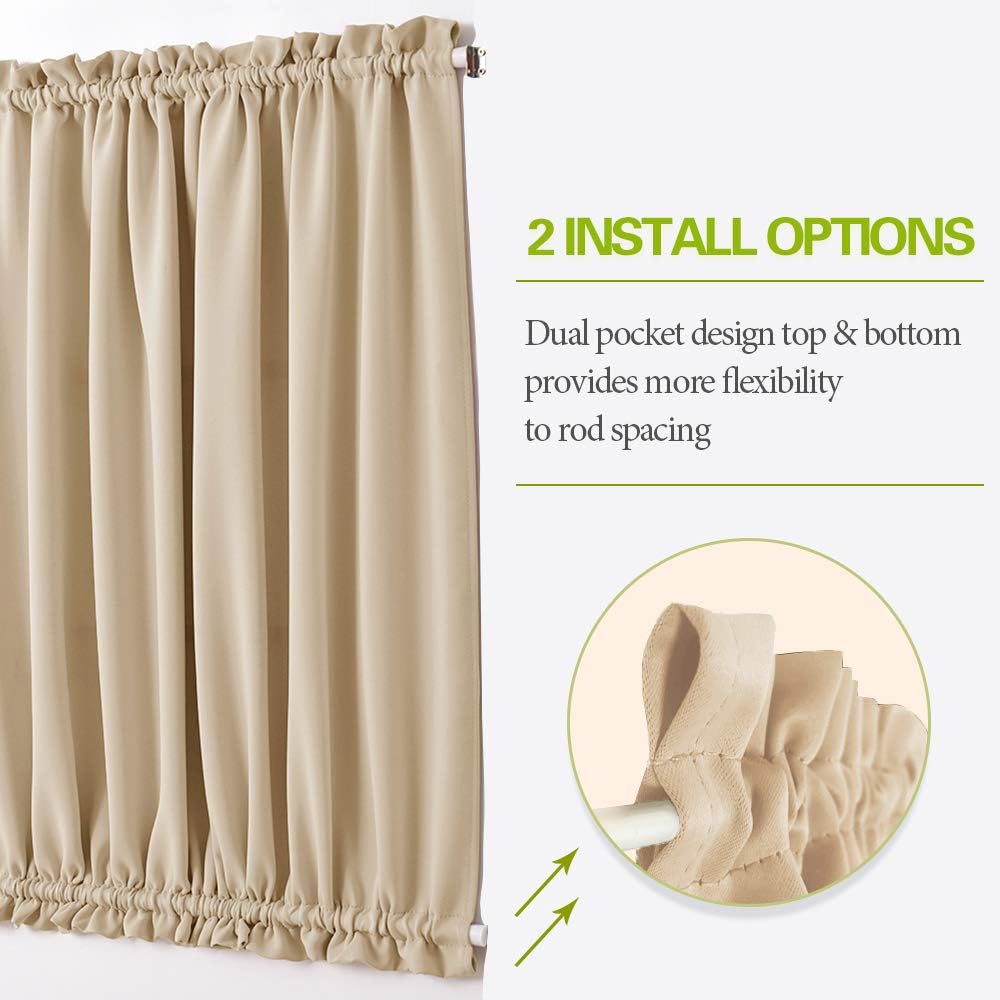 PONY DANCE Persianas para puertas  Paneles opacos para tratamiento de ventanas, cortinas sólidas de alta resistencia con bolsillo para barra,