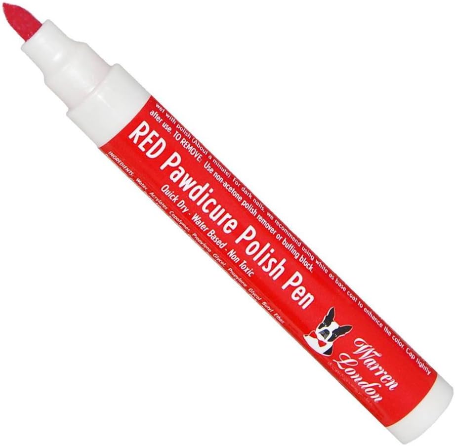 Lápiz de pedicura Warren London Pawdicure, esmalte de uñas para perro, paquete de de 1, Rojo