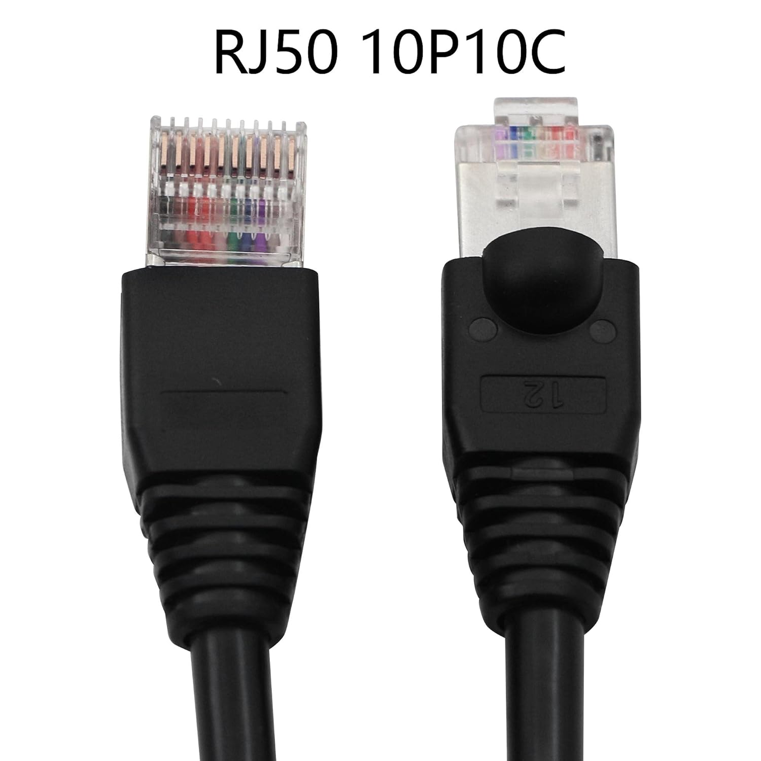 QIANRENON RJ50 10P10C Cat 5E 26AWG Cable macho a macho modular de cristal enchufe con conectores de blindaje para impresión láser Equipo de control