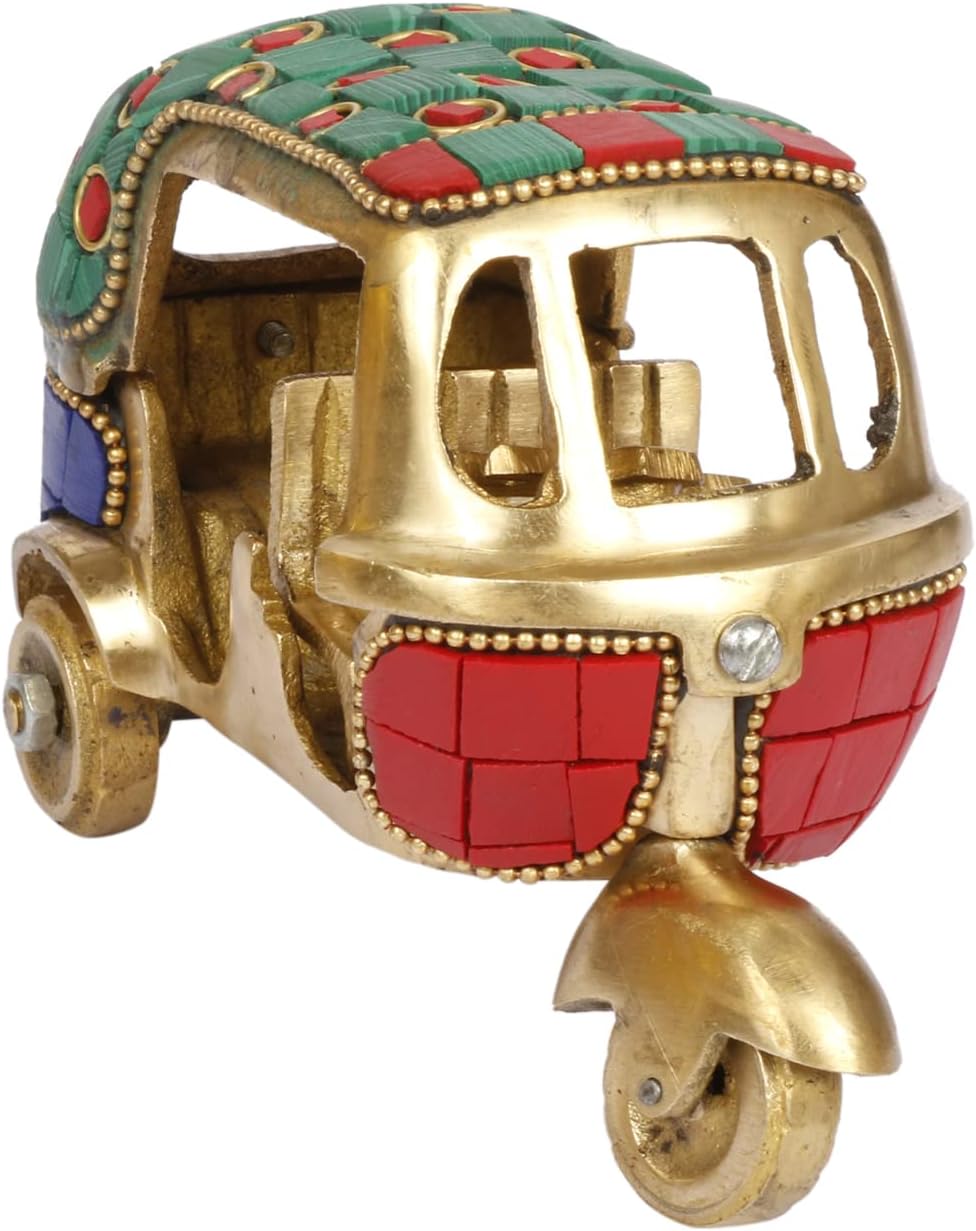 Artvarko Latón auto Rickshaw estatua de trabajo manual de piedras preciosas multicolor decoración del hogar regalo de pieza de exhibición.