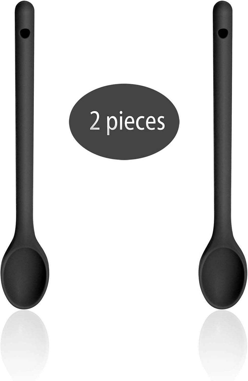 Juego de 3 cucharas para remover para cocinar, cucharas de silicona de mango largo de 12 pulgadas, cucharas de mezcla antiadherentes para cocinar,