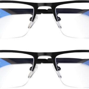Blue Light Blocking Glasses, Lightweight Metal Half Frame Computer ReadingGamingTVPhones Glasses,Filter UV RayComputer Glare with Spring Hinge Blue Light Blocking Glasses, Lightweight Metal Half Frame Computer ReadingGamingTVPhones Glasses,Filter UV RayComputer Glare with Spring Hinge