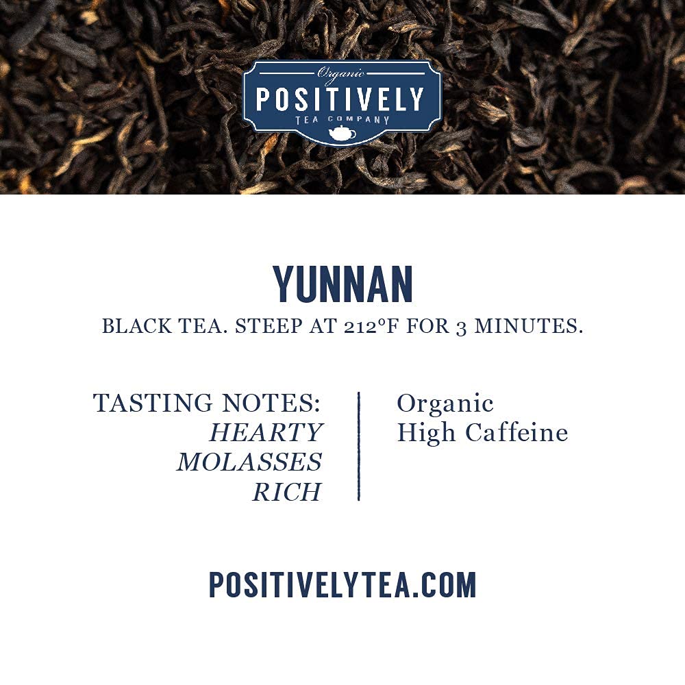 Organic Positively Tea Company, Té negro Yunnan, hoja suelta, 4 onzas