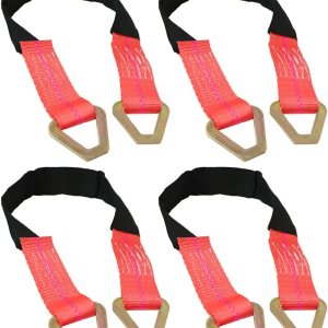Correas de amarre para eje boxer, 2 x 36 pulgadas, correas rojas con funda protectora, paquete de 4, anillos Delta D, capacidad de 10,000 libras Correas de amarre para eje boxer, 2 x 36 pulgadas, correas rojas con funda protectora, paquete de 4, anillos Delta D, capacidad de 10,000 libras