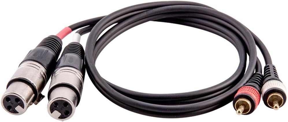 Seismic Audio Altavoces 2 XLR hembra a 2 macho, cable de conexión XLRF a cable de audio RCA dual, 3 pies