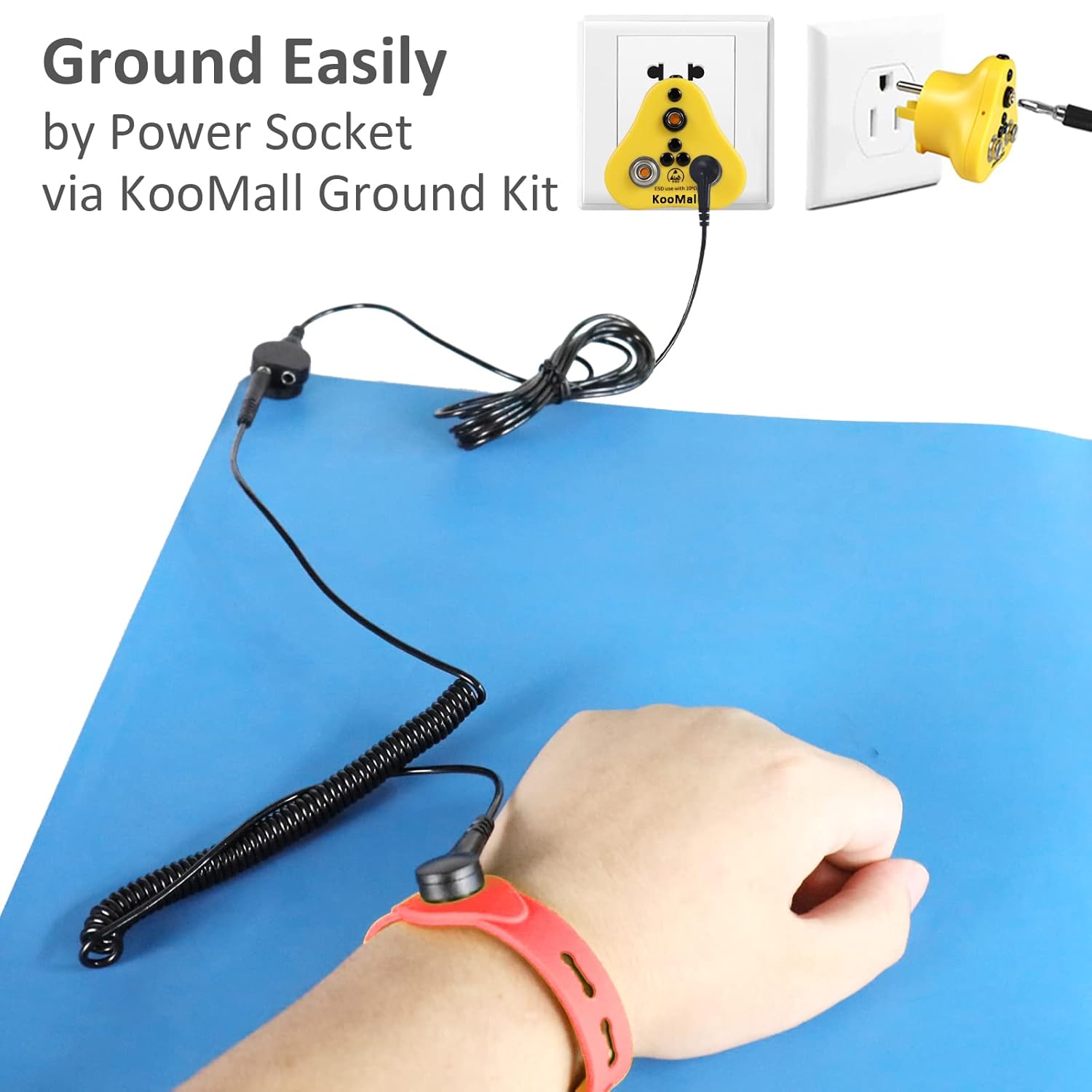 Koomall – Rollo de alfombrilla ESD de 2 x 10 pies, antiestática, para reparación de dispositivos electrónicos de PC, trabajo de ensamblaje de