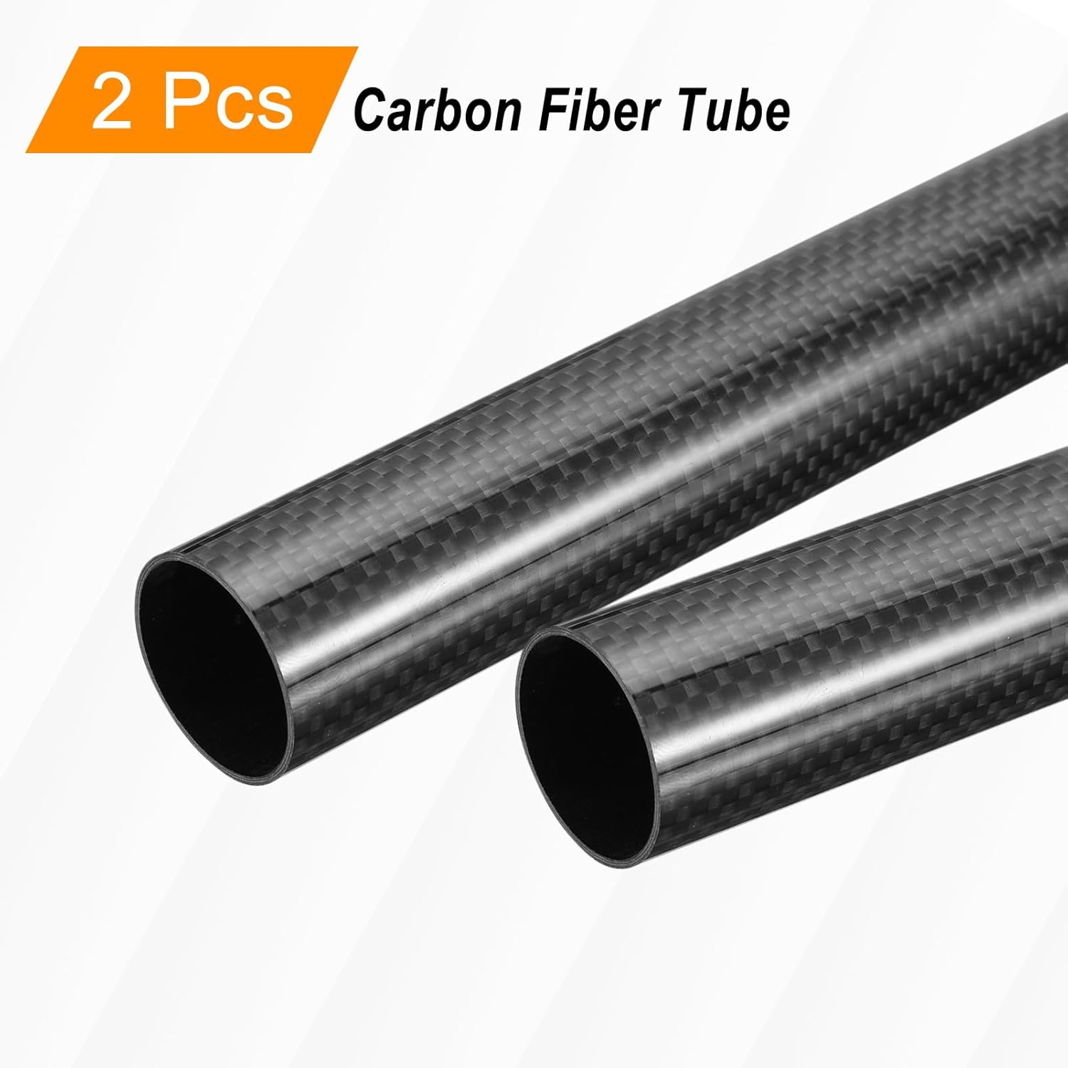 MECCANIXITY Tubos de fibra de carbono, 19.685 in x 1.575 in x 1.457 in, tubo hueco 3K envuelto en carbono, superficie redonda lisa brillante para