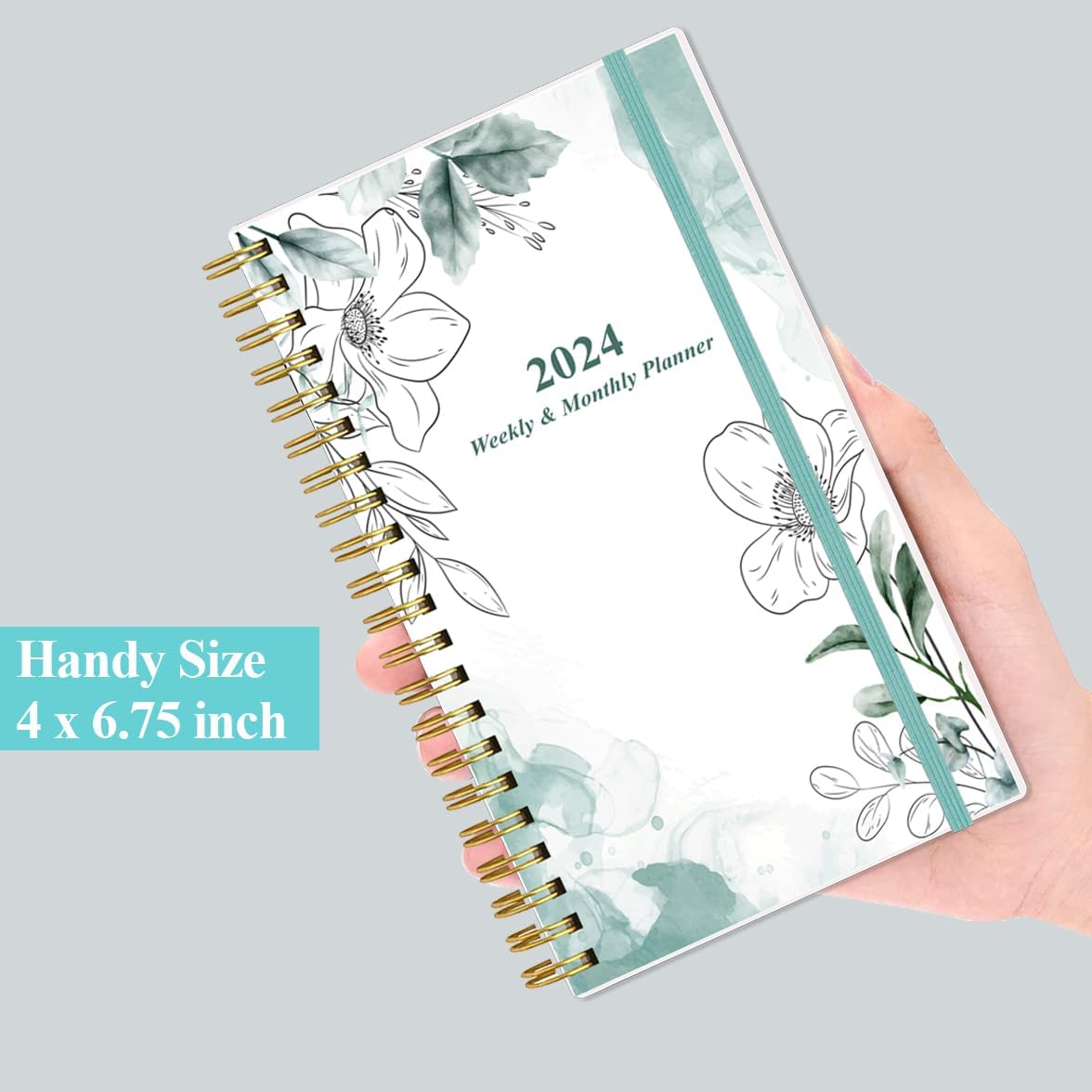 Agenda de bolsillocalendario 2024  Agenda semanal mensual A6, enero 2024 a diciembre 2024, 3.75 x 6.75 pulgadas con cubierta flexible, pestañas,