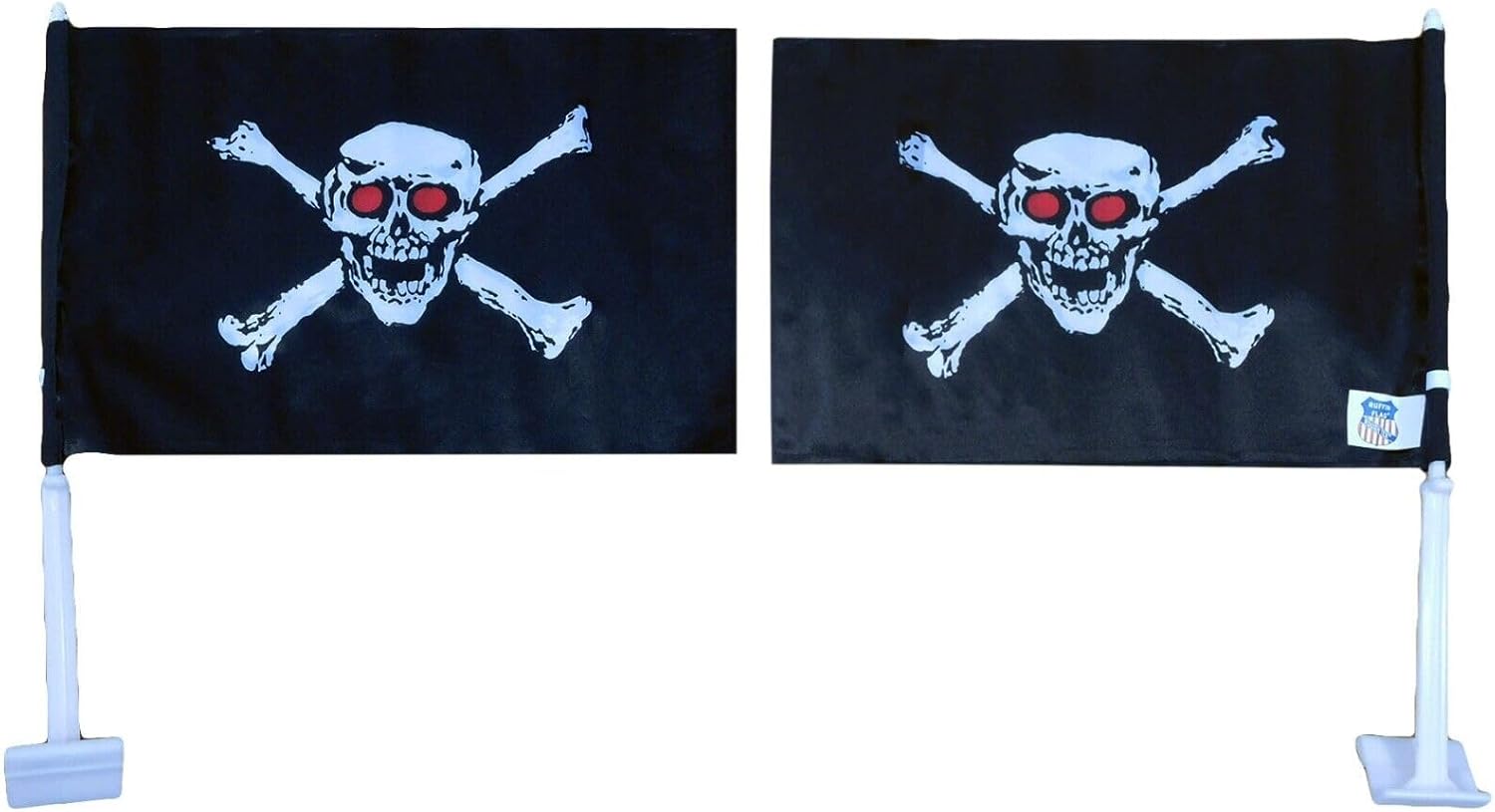 Premium 12 Pack Pirate Red Eyes 12″x18″ Double Sided Rough Tex Knit Nylon Car Flag