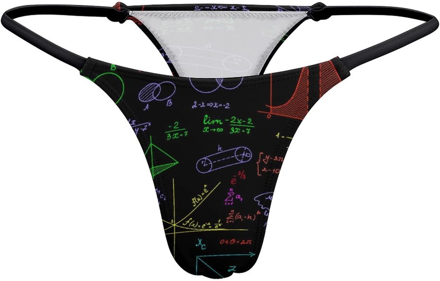 Multicolored Math Formulas Science G-String Thongs for Women No Show Panties Underwear Low Rise T-Back