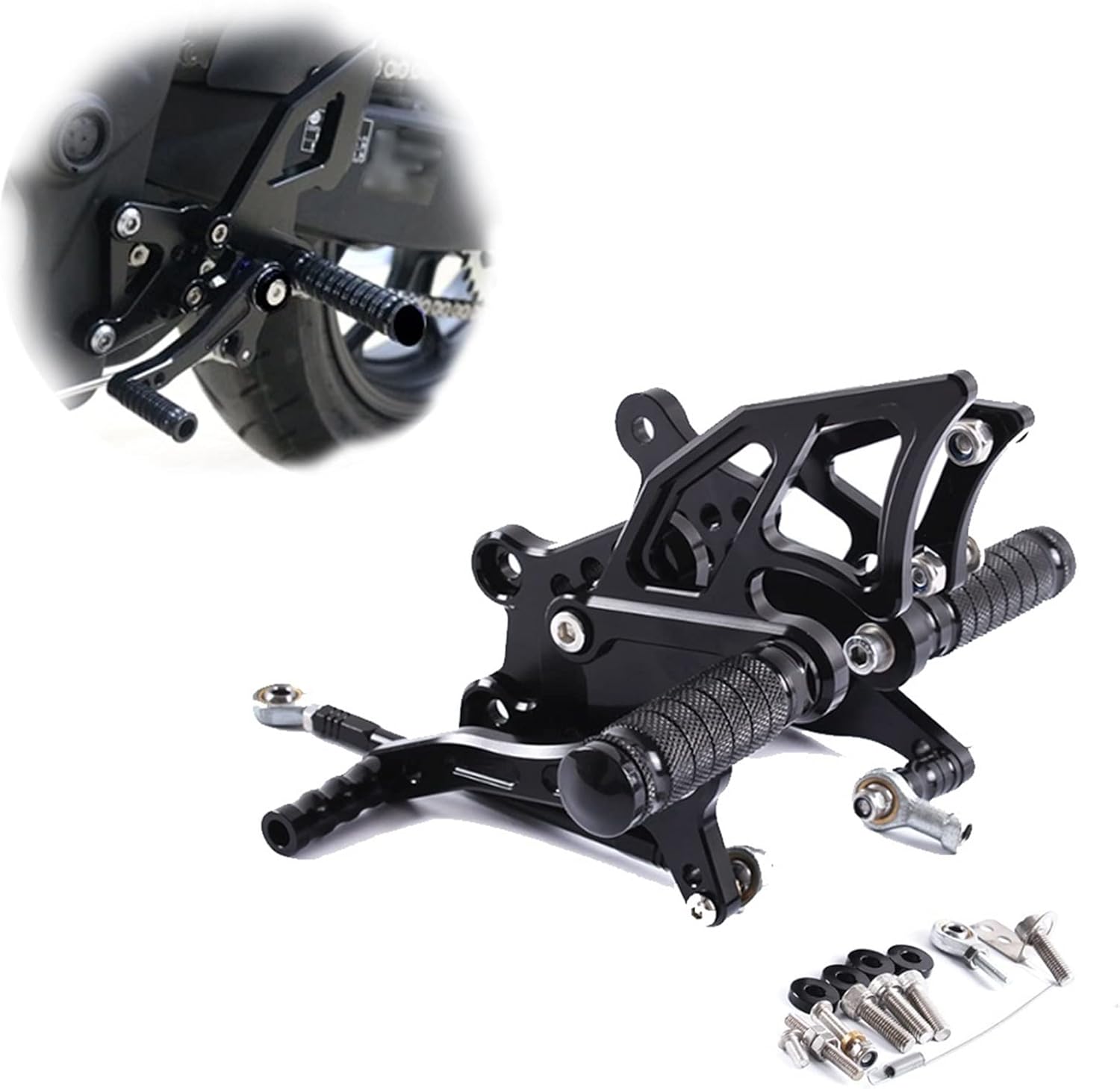Estribera para Yamaha YZFR3 YZF R3 YZFR25 YZF R25 YZF-R3 MT03 MT 03 2015-2022 2021 2020 2019 2018 2017 2016 motocicleta ajustable trasero Sets