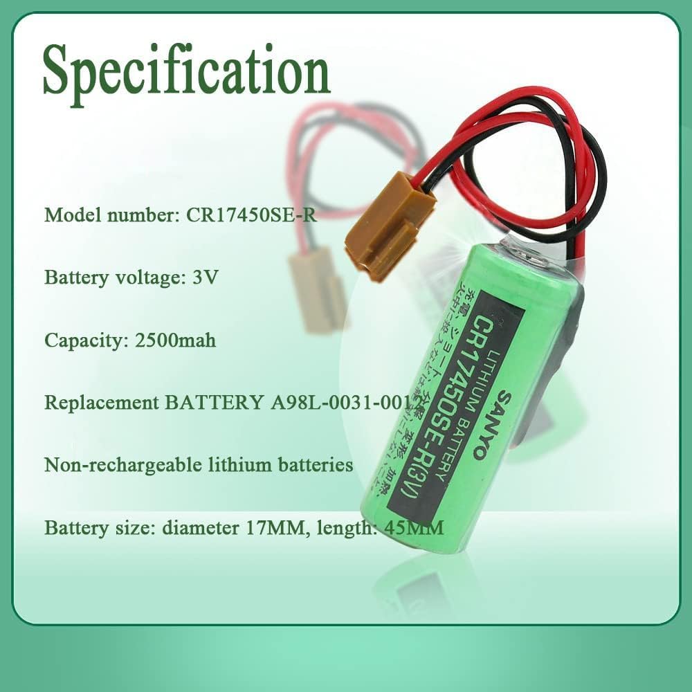 30-Pack 3V 2500mAh PLC Replacement Battery for CR17450SE-R A98L-0031-0012 CR17450-17450, FANUC CNC Series