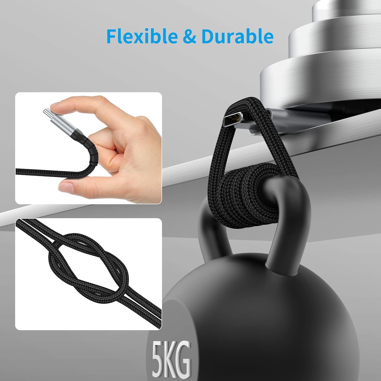 Cable USB C de 1.5 pies, cable de carga USB 2.0 trenzado tipo A a tipo C de 18 pulgadas, cable Android Auto compatible con iPhone 15 ProMax, Samsung