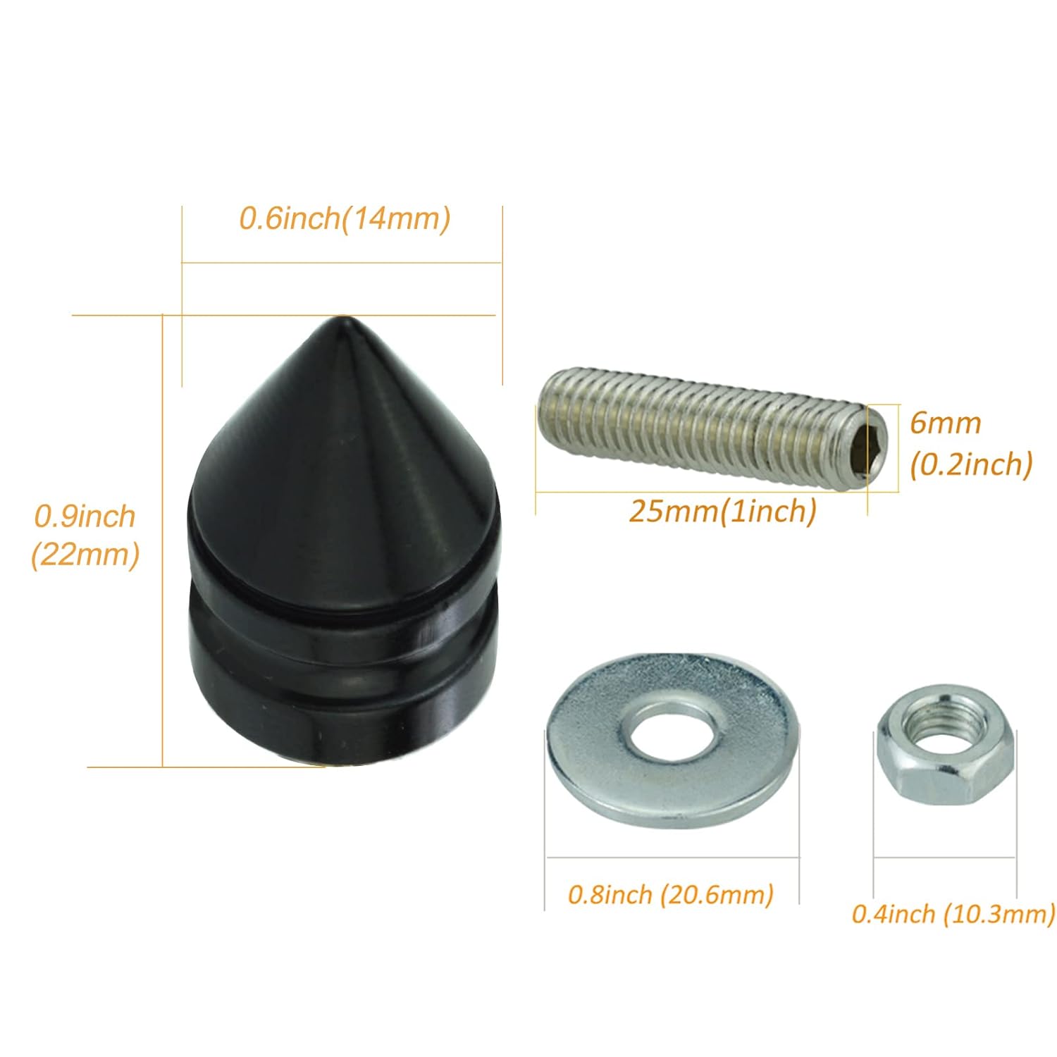 Arenbel Tornillos de punta para placa de matrícula, tornillo de etiqueta de automóvil, kit de tuercas de fijación de marco de motocicleta, apto para
