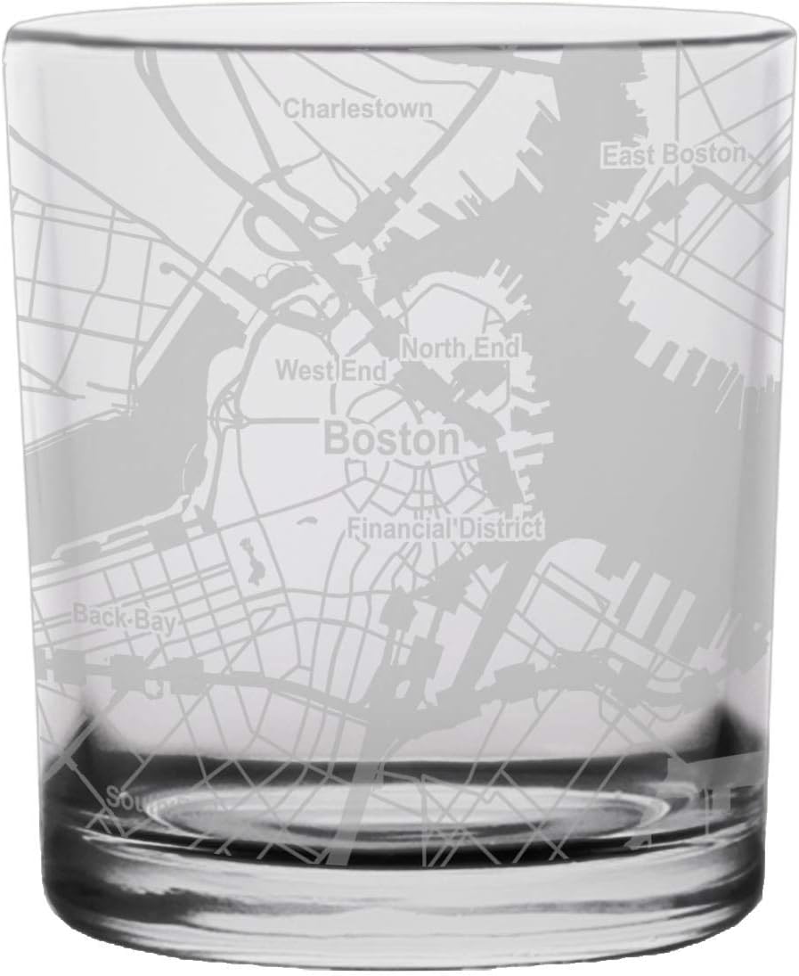 Boston City Map Copa de whisky Massachusetts