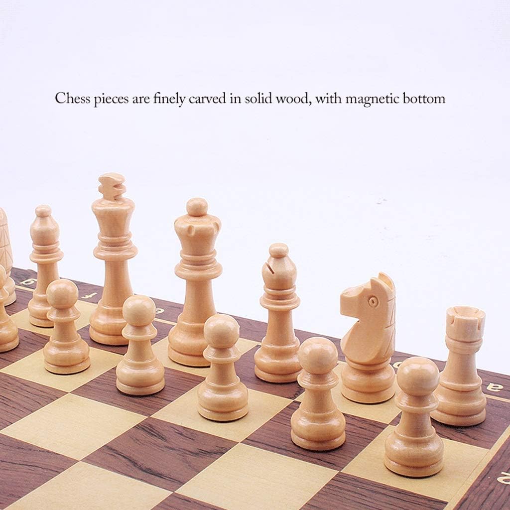 ROLTIN Magnetic Wooden Chess Set Folding Portable Travel Chess Board Game Sets with Game Pieces Storage Slots for Adults and Kids Gift Chess Gifts