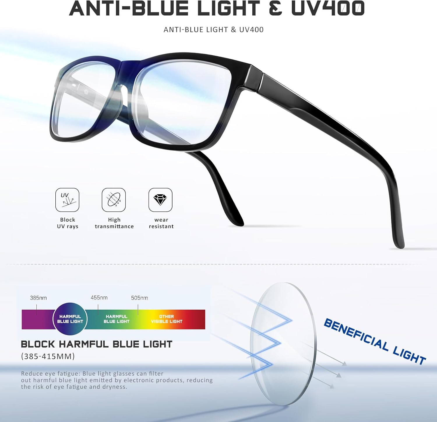 Gafas de lectura para hombres y mujeres, paquete de 5 unidades con filtro UV con bloqueo de luz azul, para lectores de computadora, anteojos