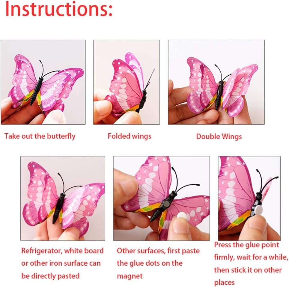 FOVSHNG 24 calcomanías de mariposa 3D para decoración de pared, mariposas extraíbles, para niñas, niños, dormitorio y habitación, mural de alas