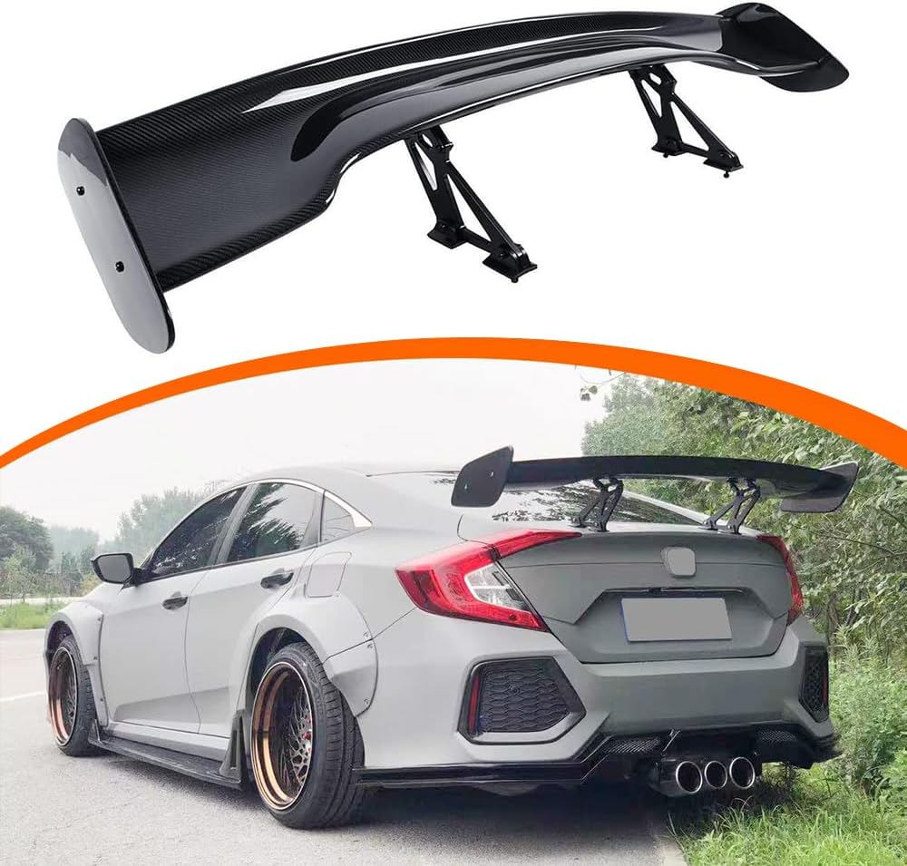Alerón trasero universal de 57 pulgadas, estilo GT Racing para sedanes, Coupé, Hatchback, alerón de maletero ajustable (aspecto de fibra de carbono)