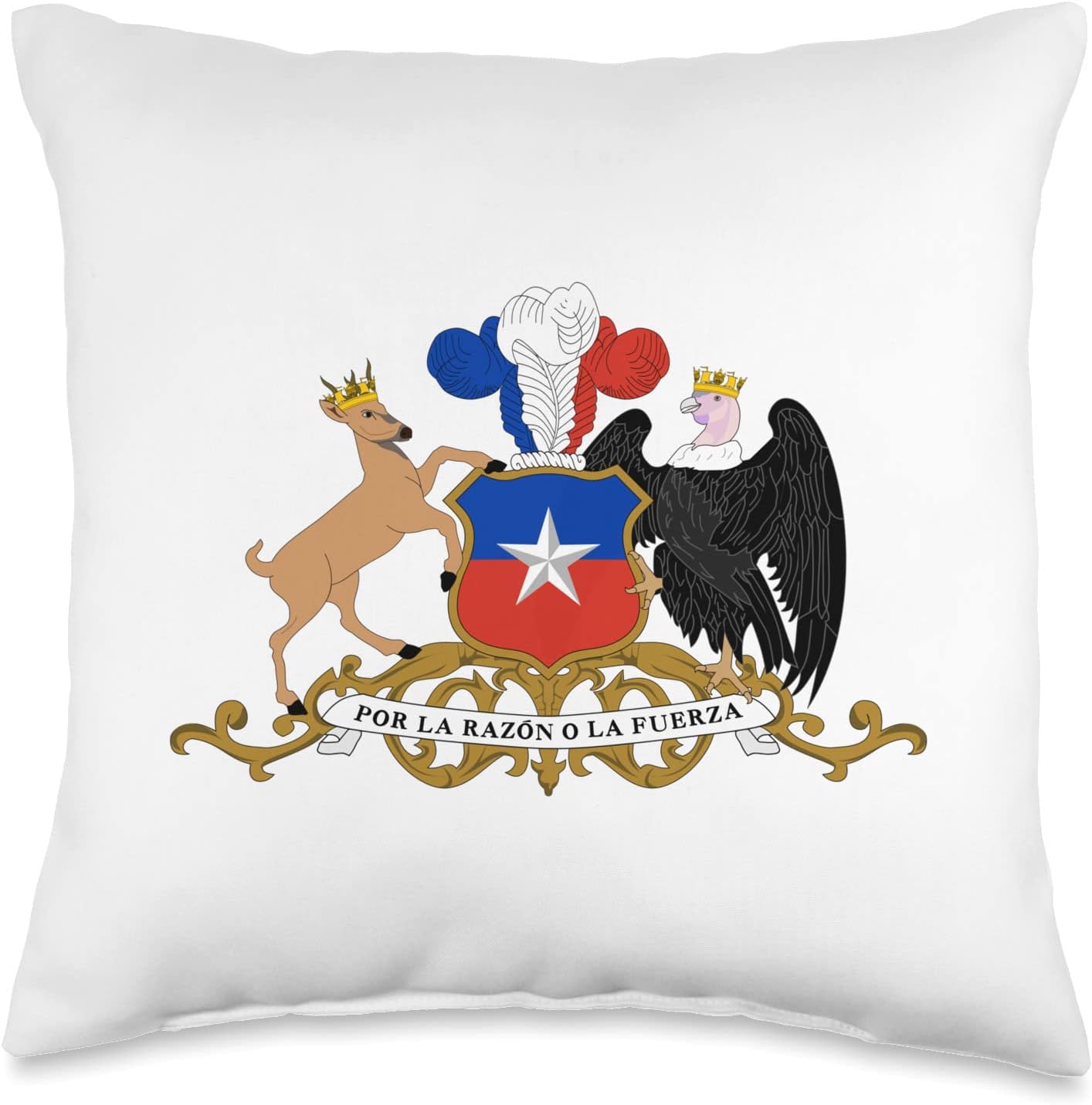 Chile National Pride Chilean T-shirts Tees Chile – Camiseta de escudo de armas con bandera de recuerdo, almohada Santiago, 16 x 16 pulgadas,