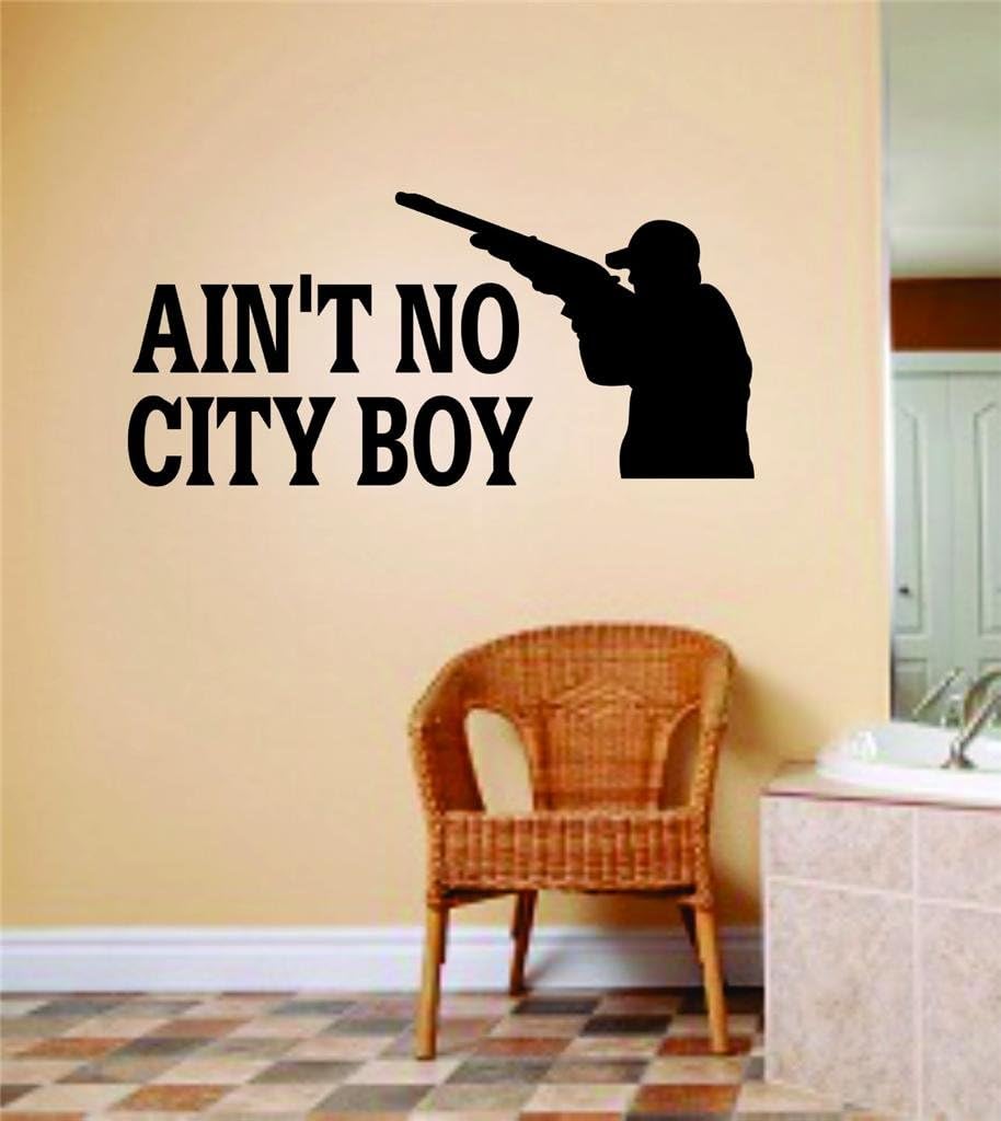 Ain’t No City Boy Letras Letras con Ciervo Buck Imagen Animal Cazador Hombre Con Pistola Cuadro Arte  Niños Niños Cama Habitación Deportes