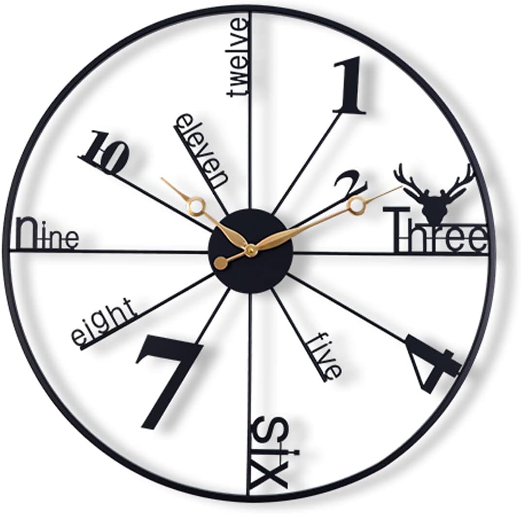 AOKLEY Reloj de pared Large Wall Clock for Living Room Decor 21 Inch Metal Wall Clock Silent Battery Operated Modern Luxury Wall Clock for Bedroom