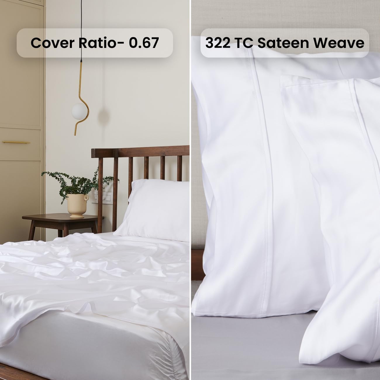 Weddingly Sábanas certificadas 100% Tencel Split King Lyocell  Juego de 5 piezas  Tejido de satén  Carbono verdadero ceroSuave a la pielEtiquetas de