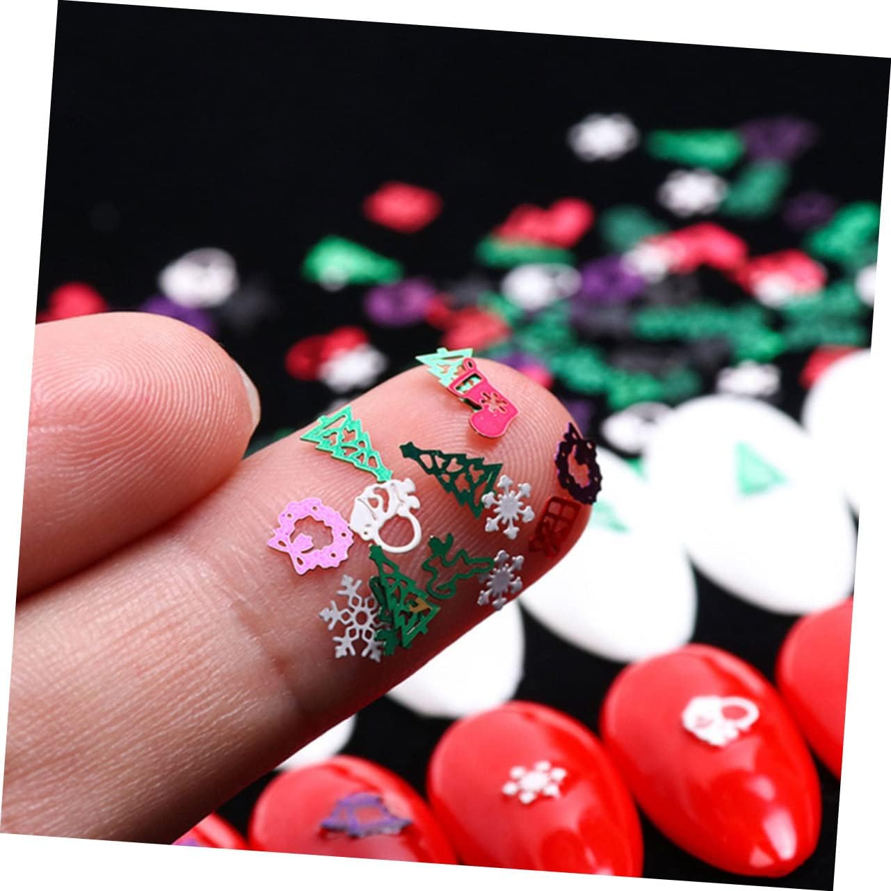 NOLITOY 4 piezas de lentejuelas de uñas de Navidad Paillette Holiday Nail Art Nail Art Essential Lentejuelas Consejos de manicura Decoración