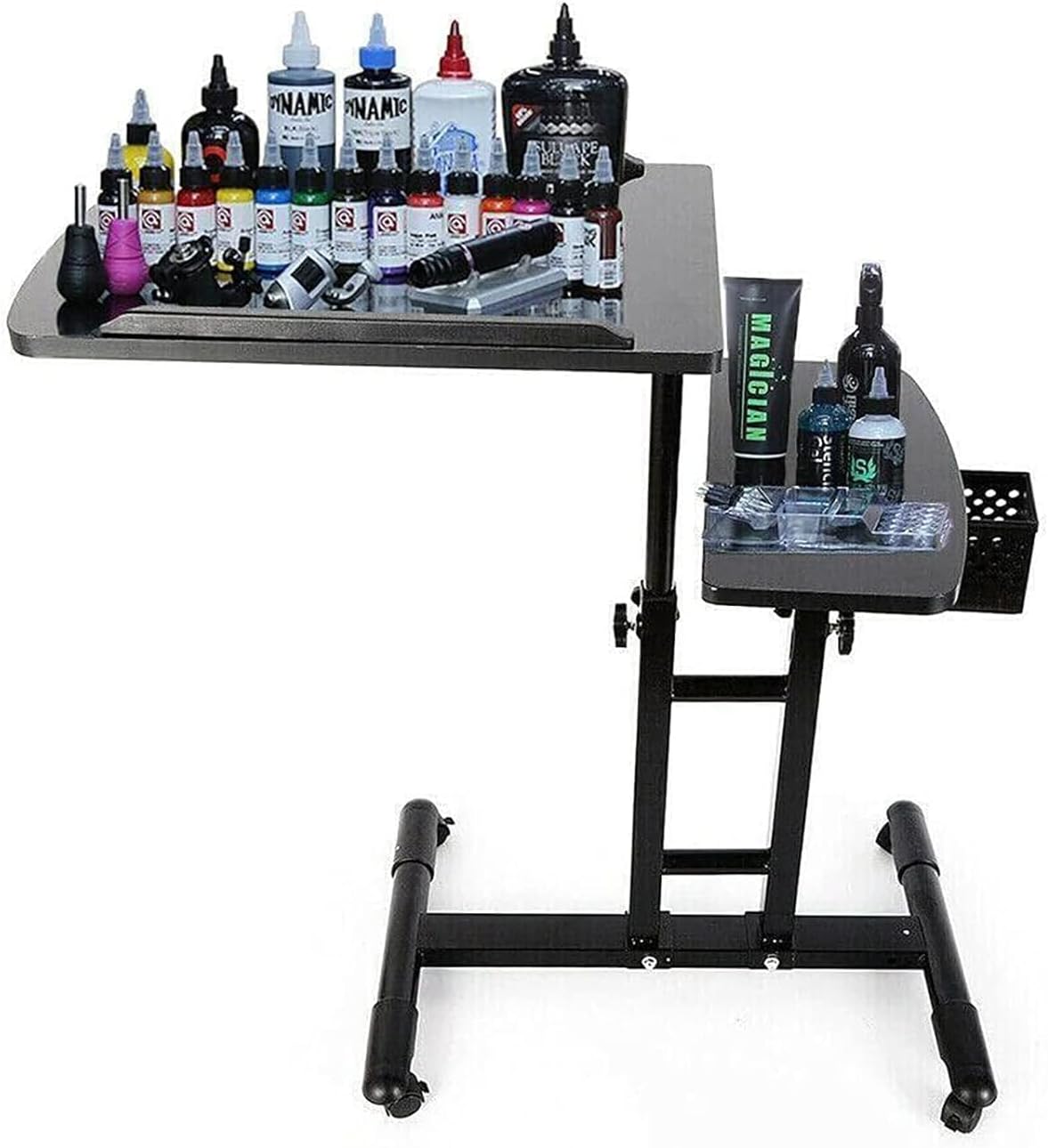 CNCEST Estación de trabajo portátil de tatuajes móviles para reposabrazos, mesa de trabajo con ruedas universales, altura ajustable