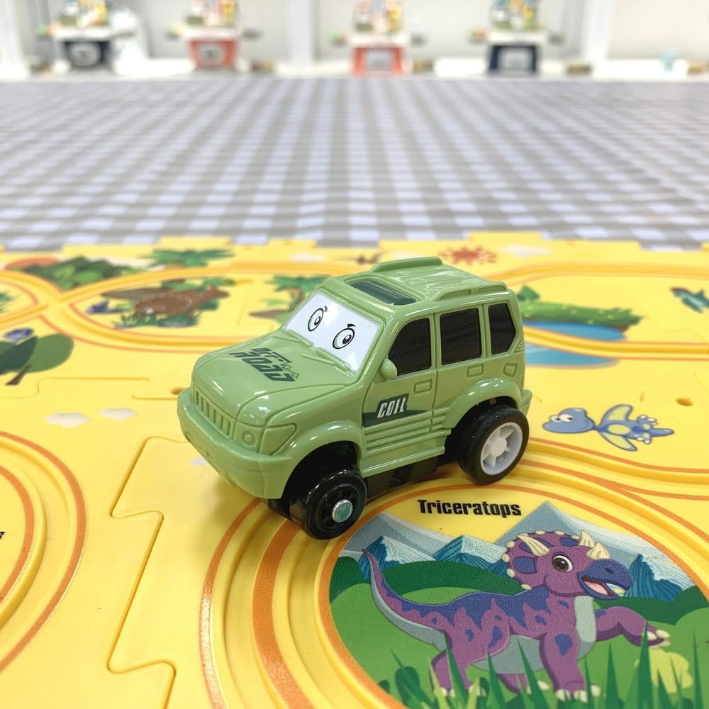 PowerTRC Rompecabezas de coche de ferrocarril de plástico con un camión y señales de carretera  Montessori educativo imaginativo rompecabezas de