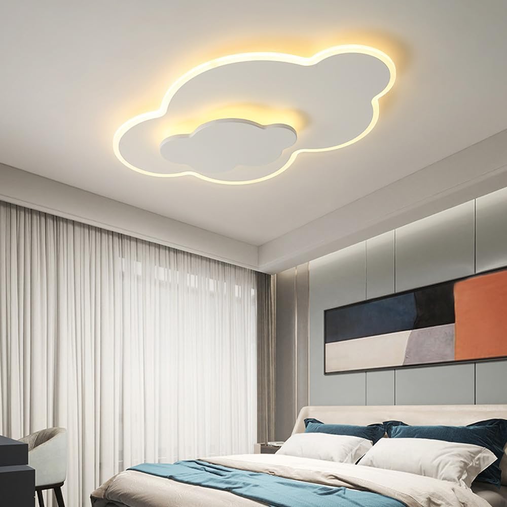 Lámpara de techo LED industrial vintage moderna con acabado blanco simple cerca del techo, iluminación de techo de acrílico de metal para sala de