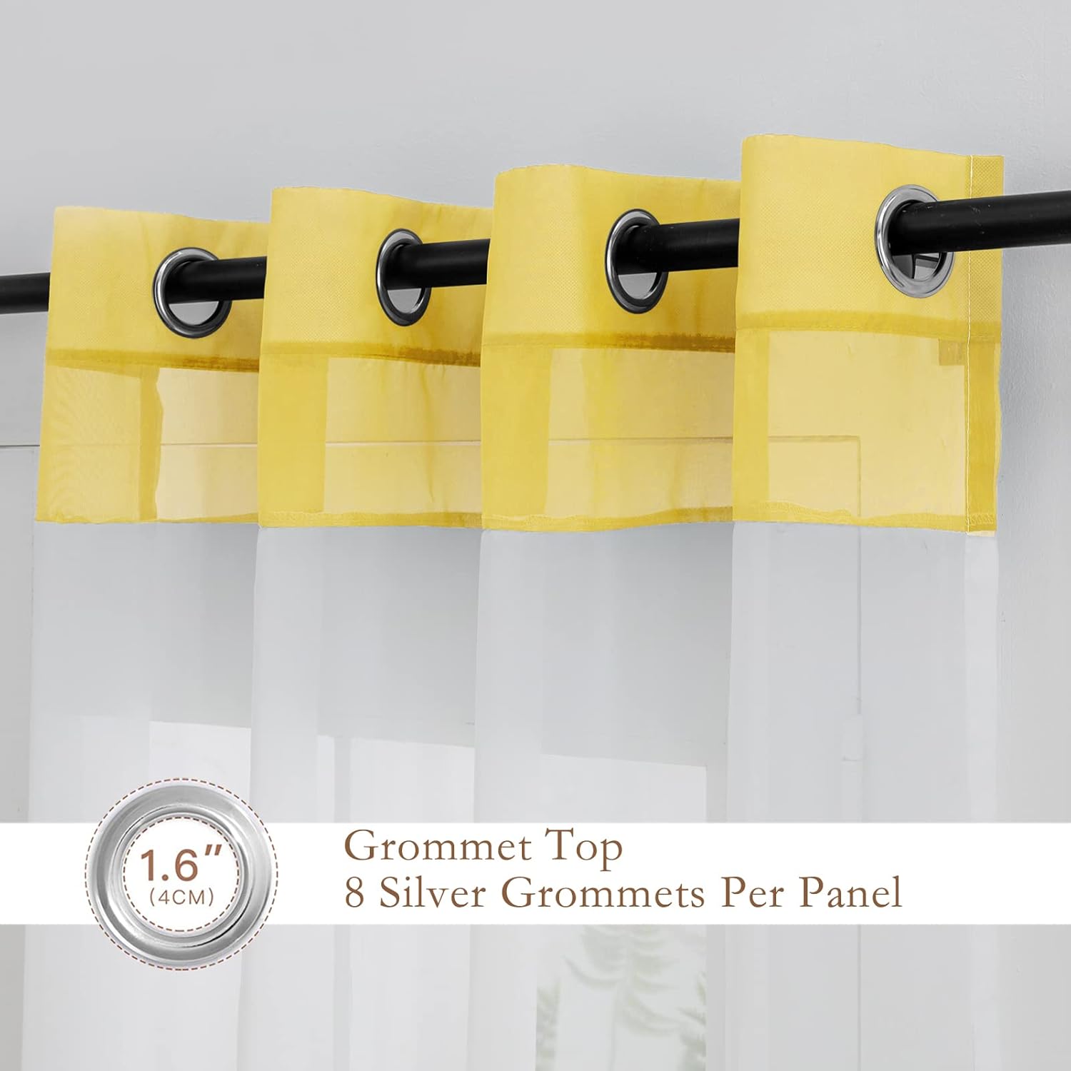 2 paneles de cortinas traslúcidas blancas de 63 pulgadas de largo, para sala de estar o dormitorio con alzapaños, cortinas ligeras para ventana (56