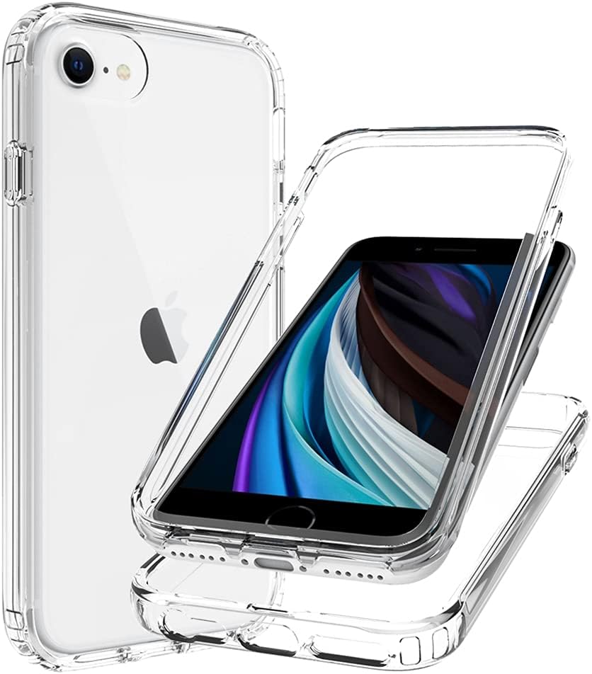 Bohefo Funda transparente compatible con iPhone SE 2020, iPhone 8, iPhone 7 para niñas y mujeres, bonita funda protectora de TPU de cristal a prueba