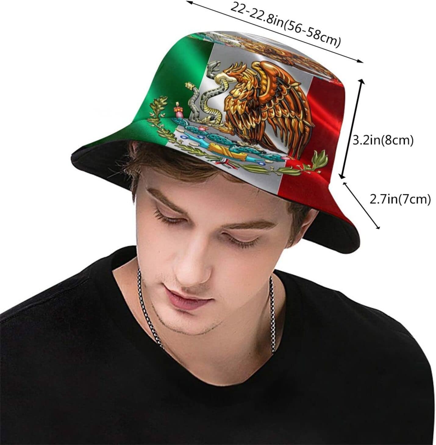 Sombrero de México, sombrero de pescador con bandera mexicana, plegable, para viajes, playa, sombrero de sol de ala ancha, gorras de pescador para